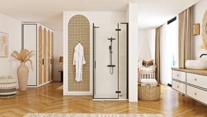 Rea Hugo, sprchová kabína 100(dvere)x80(stena)x200,5 cm, čierna matná, KPL-45224
