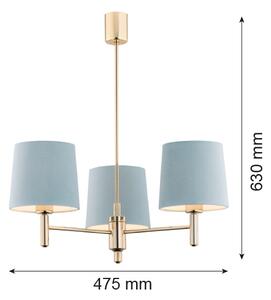 Argon 1484 - Luster na tyči PONTE 3xE27/15W/230V modrá/mosadz