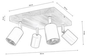 Spot-Light DO2910456 - Stropné bodové svietidlo MANARA 4xGU10/5W/230V borovica