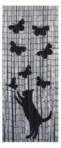 Čierno-sivý bambusový záves do dverí 200x90 cm Cat and Butterfly - Maximex