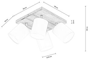 Spot-Light DO56844474 - Stropné bodové svietidlo APRILLIA 4xE27/25W/230V dub/biela