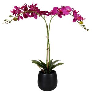 HKA Umelá Orchidea v čiernom kvetináči - ružová