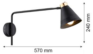 Argon 8009 - Nástenná lampa AVALONE 1xE27/15W/230V 57 cm čierna/zlatá