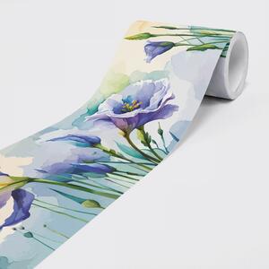 DIMEX | Vliesová samolepiaca bordúra Akvarelové kvety SBD-15-003 | 15 cm x 5 m | fialová, žltá, zelená, viacfarebná