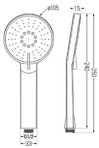 Mexen príslušenstvo, Ručná sprcha R-40, 3-funkčná, chróm, 79540-00