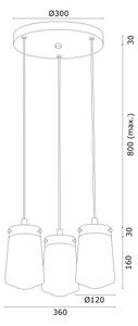 Argon 6164 - Luster na lanku PASADENA 3xE27/15W/230V zlatá/biela