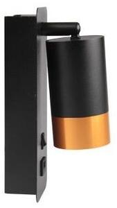 Nástenné bodové svietidlo s USB nabíjačkou 1xGU10/35W/230V čierna/zlatá