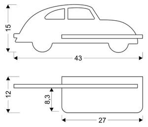 LED Detské nástenné svietidlo s poličkou CAR LED/5W/230V šedá/drevo