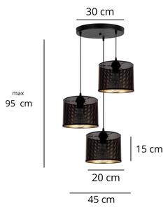 Luster na lanku ALDO 3xE27/60W/230V pr. 45 cm čierna