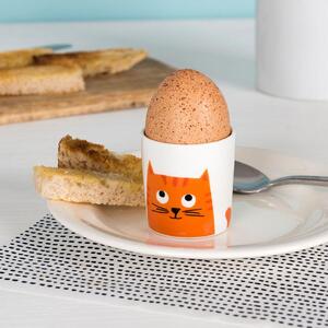 Porcelánový kalíšok na vajíčko s kreslenou mačkou I
