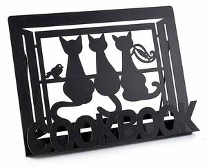 Kovový stojan na kuchárku s mačkami - čierny, krémový Farba: čierná