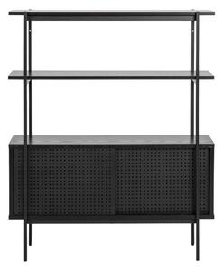 Čierna knižnica v dekore jaseňa s posuvnými dverami 94x114 cm Angus – Actona