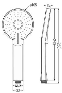 Mexen príslušenstvo, Ručná sprcha R-40, 3-funkčná, biela, 79540-20