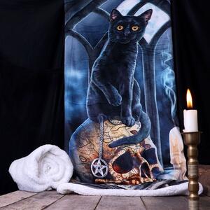 Huňatá deka s čiernou mačkou a lebkou - dizajn Lisa Parker