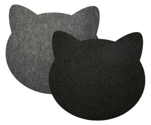 Filcové prestieranie s mačkou - 1 ks alebo súprava 4 ks, čierna alebo sivá Farba: sivá - 4ks