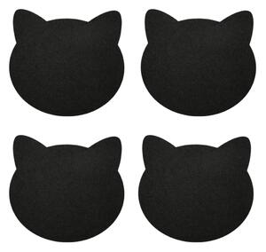 Filcové prestieranie s mačkou - 1 ks alebo súprava 4 ks, čierna alebo sivá Farba: sivá - 4ks