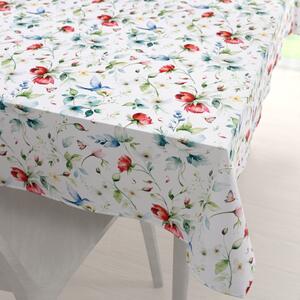 Biante Teflónový obdĺžnikový obrus TF-116 Akvarelové kvety s kolibríkmi na bielom 50x100 cm