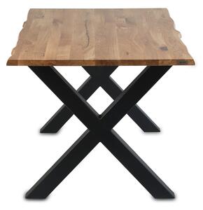 Wooded Jídelní stůl Kingston z masivu DUB 190x90x76cm Odstín dřeva: Přírodní olej 3232 (+0 Kč), Hrana stolu: Rovná, Barva kovu: Černá
