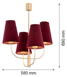 Argon 1827 - Luster na tyči SAFIANO 4xE27/15W/230V vínová