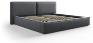 Tmavosivá čalúnená dvojlôžková posteľ s úložným priestorom a roštom 180x200 cm Arendal – Cosmopolitan Design