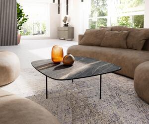 DELIFE Konferenčný stolík Edge zaoblený tvar 90x90 cm keramika Laminam® Noir Desir hnedá Trive kov čierna