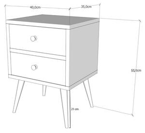 Dizajnový nočný stolík Pharell 40 cm orech biely