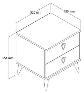 Dizajnový nočný stolík Naolin 52 cm vzor dub