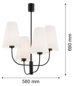 Argon 1822 - Luster na tyči SAFIANO 4xE27/15W/230V čierna