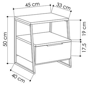Dizajnový nočný stolík Pelagio 45 cm antracitový
