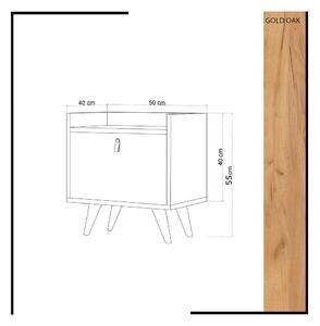 Dizajnový nočný stolík Feline 50 cm dub biely
