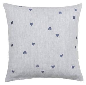 Ľanový poťah na vankúš Blue All Hearts 60 × 60 cm