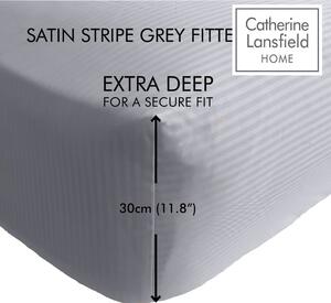 Sivá napínacia plachta 90x190 cm Satin Stripe - Catherine Lansfield