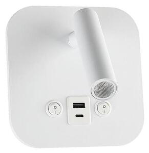 LED nástenné bodové svietidlo s USB portom LED/8W/230V 3000K biela
