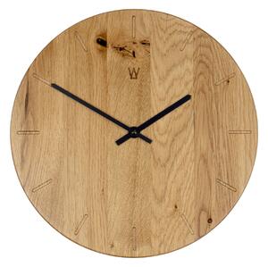 Wooded Nástěnné hodiny Sarnia z masivu DUB ø32 cm Odstín dřeva: Přírodní olej 3232 (+0 Kč), Barva vyfrézování (čísla,znak,drážky): Stejná jako odstín hodin…