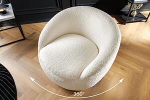 Kreslo BABYLON 360° otočné bouclé biele