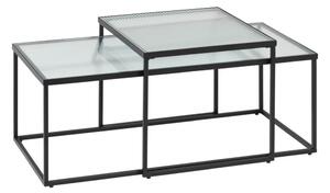 Čierne sklenené konferenčné stolíky v súprave 2 ks 55x100 cm Akemi – Kave Home