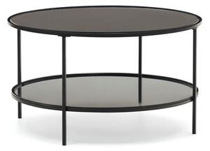 Čierny okrúhly konferenčný stolík so sklenenou doskou ø 80 cm Gilda – Kave Home