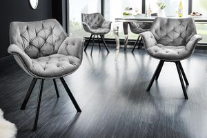 Otočné kreslo THE DUTCH COMFORT s opierkami zamat sivé