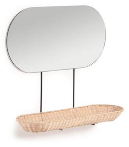 MUZZA Zrkadlo s ratanovou poličkou naibi 80 x 29 cm prírodné