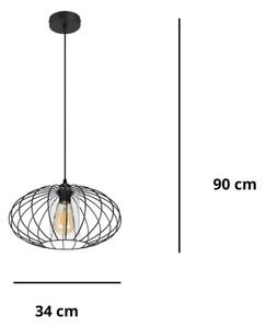 Luster na lanku CORRINI 1xE27/60W/230V pr. 34 cm čierna/číra