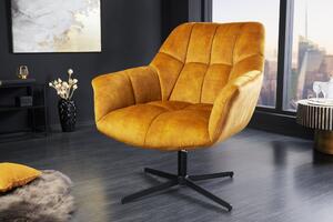 Kreslo PAPILLON 83-90cm otočné o 360° zamat horčicovo žlté