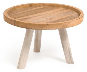 Okrúhly konferenčný stolík z tíkového dreva v prírodnej farbe ø 55 cm Glenda – Kave Home