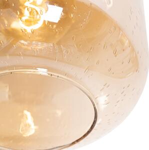 Dizajnové stropné svietidlo mosadz a jantárové sklo - Zuzanna