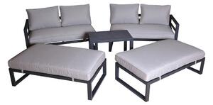 Čierno-béžový kovový záhradný lounge set pre 8 Portland – Rojaplast
