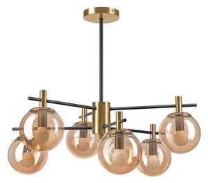 Luster na tyči LILOU 6xE14/5W/230V zlatá/čierna/dymová béžová