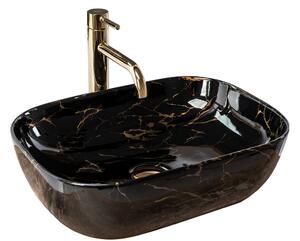 Rea Belinda Marble, umývadlo na dosku 47x34 cm, čierna lesklá-vzor Marble, REA-U8907
