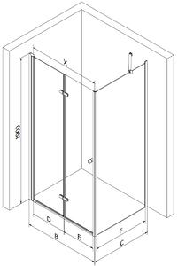 Mexen Lima, sprchovací kút so skladacími dverami 70 (dvere) x 90 (stena) cm, 6mm číre sklo, čierny profil + slim sprchová vanička biela s čiernym sifónom, 856-070-090-70-00-4010B