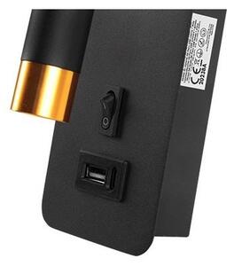 Nástenné bodové svietidlo s USB nabíjačkou 1xG9/35W/230V čierna/zlatá