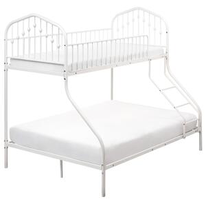 Poschodová posteľ pre 3 osoby biela kovová železo 90/140 x 200 cm jednolôžko a dvojlôžko vysoká posteľ moderný štýl detská izba