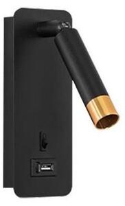 Nástenné bodové svietidlo s USB nabíjačkou 1xG9/35W/230V čierna/zlatá